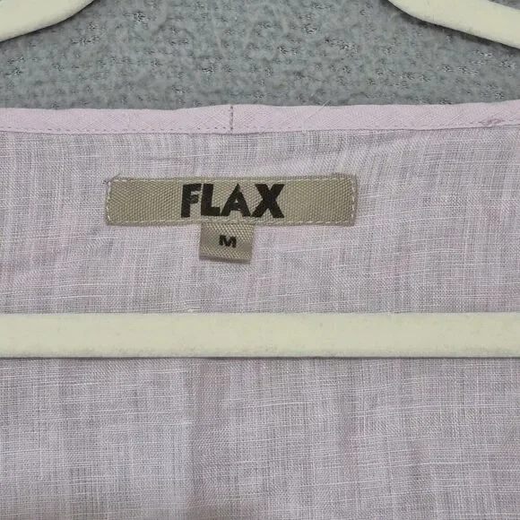Flax Women's Lilac Linen Lagenlook Long Sleeve Pocket Tunic Top Medium
